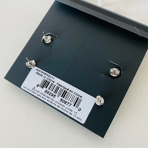 NEW COACH Silver White Bag Card CZ Signature And Stone Stud Earrings Set 2 - Picture 3 of 7